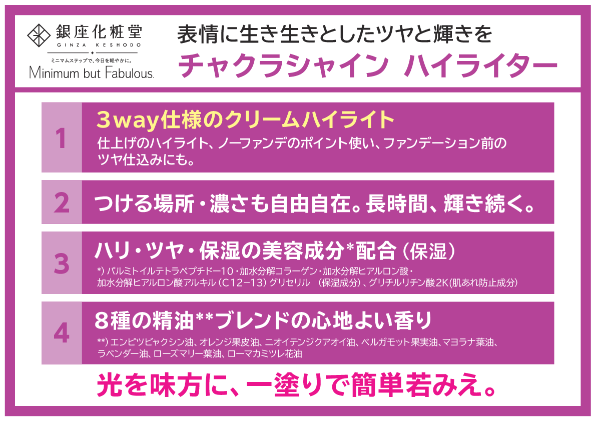 銀座化粧堂 光をコントロールして メイク効果で 立体感＆若見え顔を演出 チャクラシャイン ハイライター　ｎ ２本セット