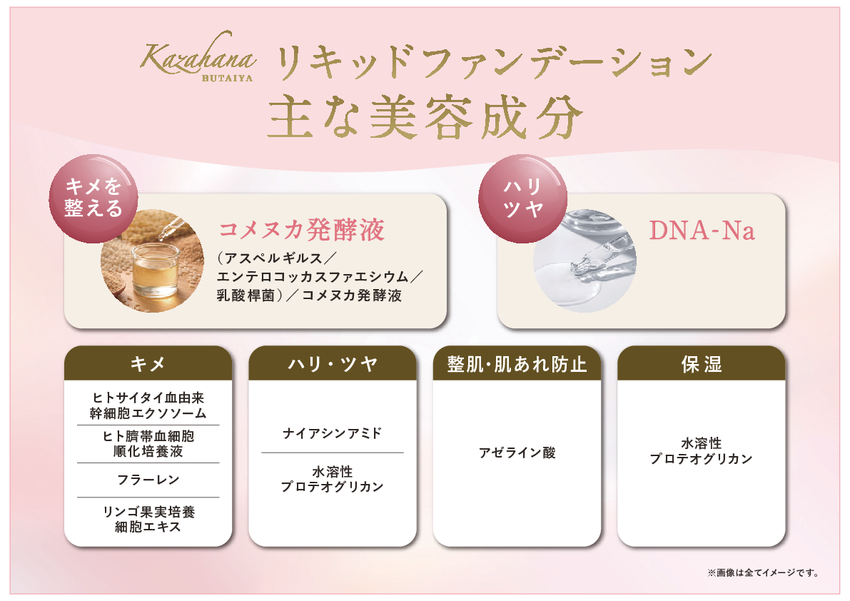 舞台屋 こだわりのハリ・キメ成分 米ぬか発酵エキス配合 下地不要のカバー力 ＫＡＺＡＨＡＮＡ リキッドファンデーション ２個特別セット